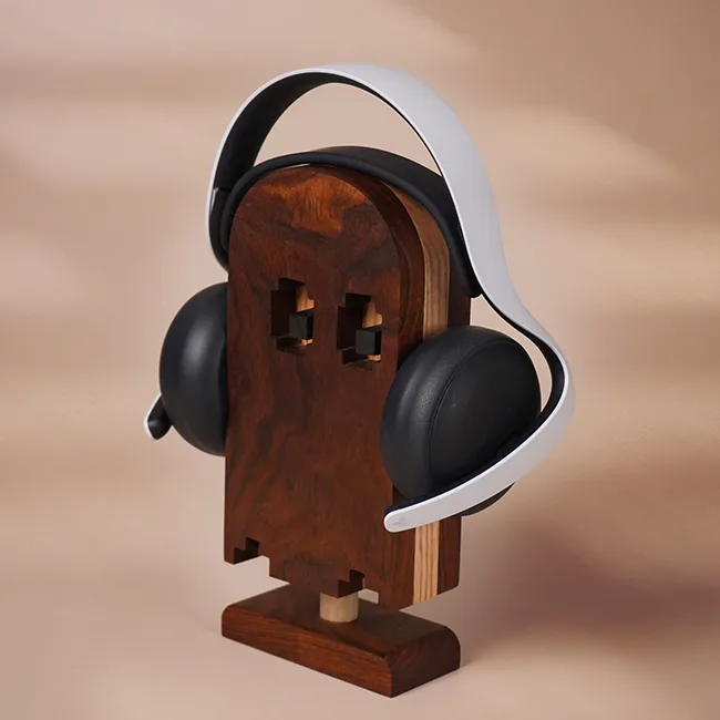 headphone stand made from solid wood