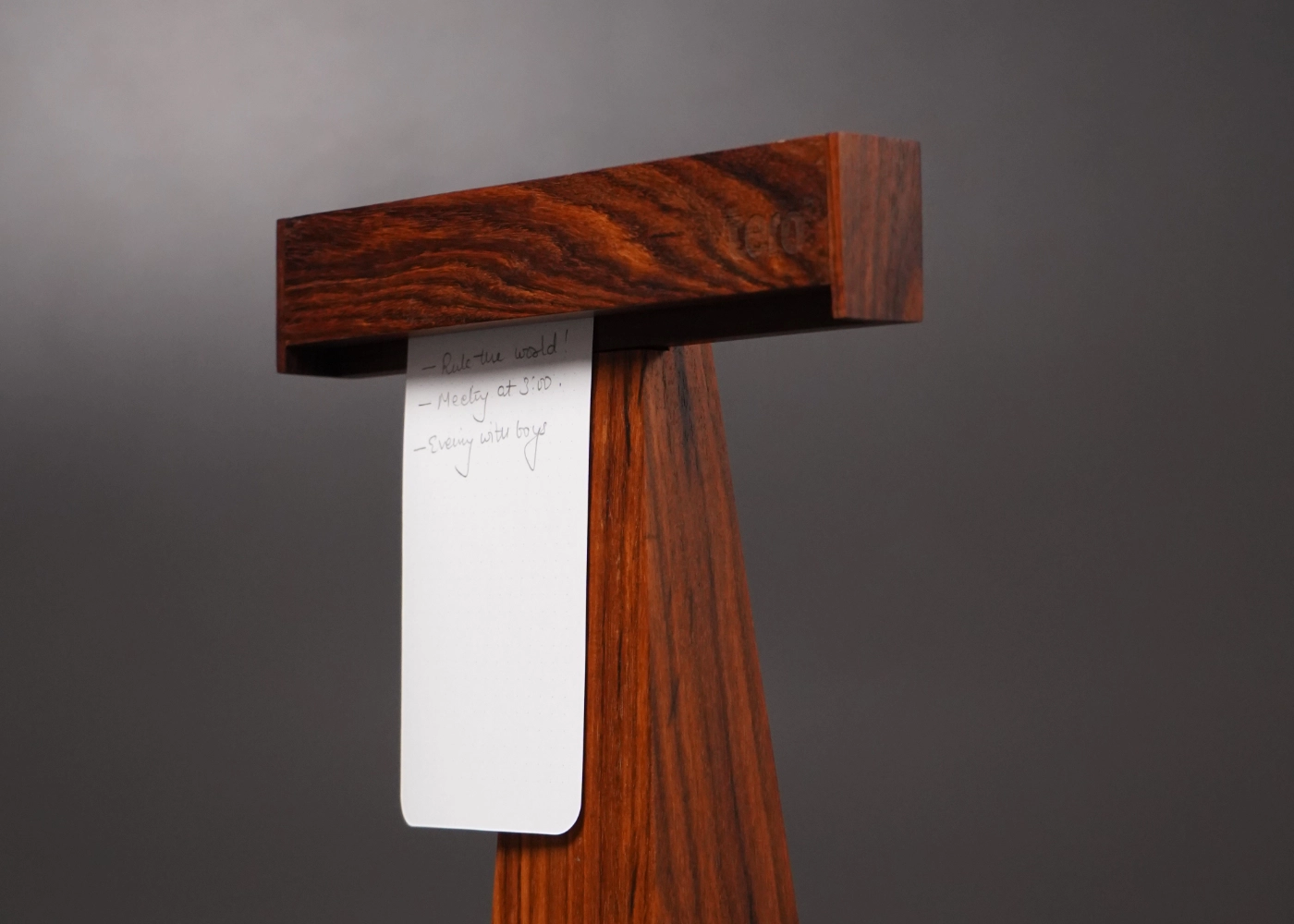 Wood made task holder with white paper